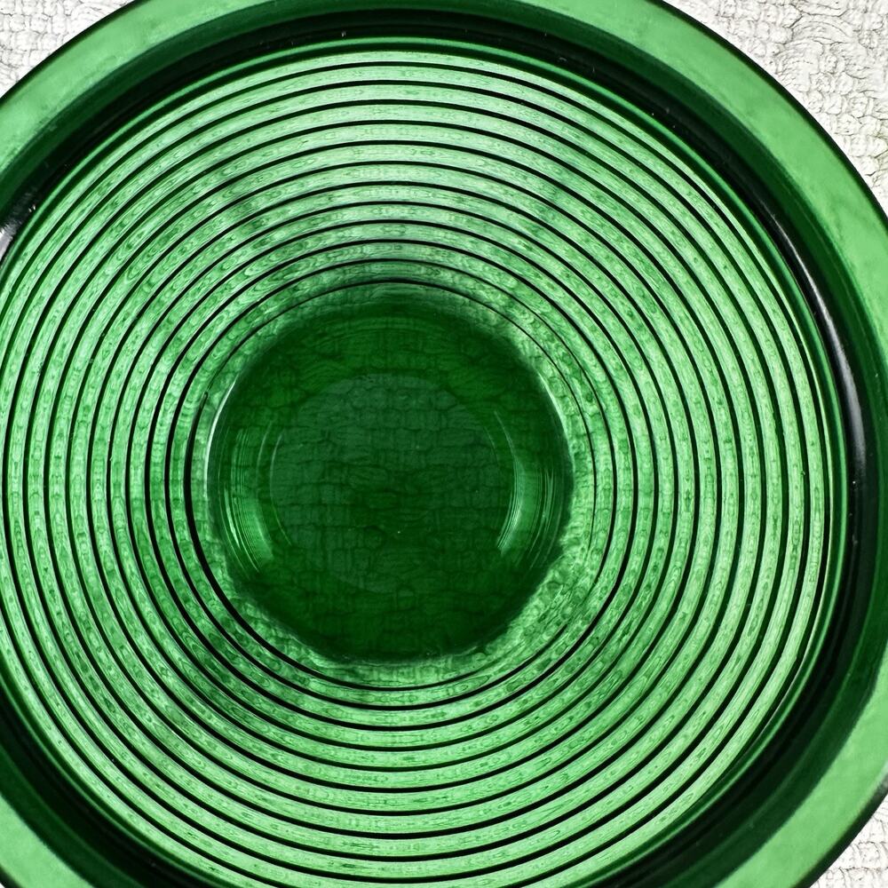 Vintage Napco Green Ribbed Glass Planter Vase Bowl Cleveland OH Mid Century - Picture 6 of 6
